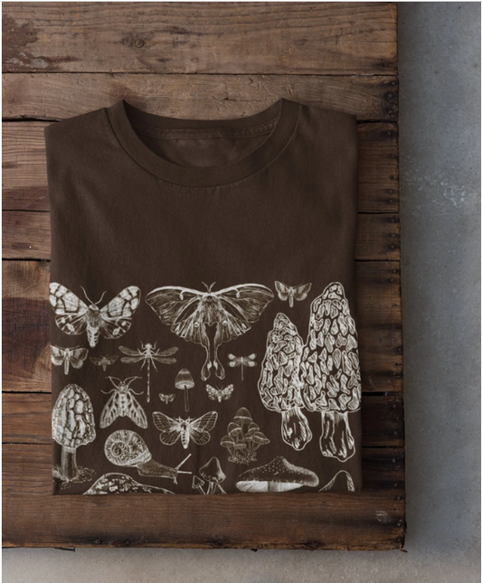 Cottagecore Moths and Mushrooms Shirt