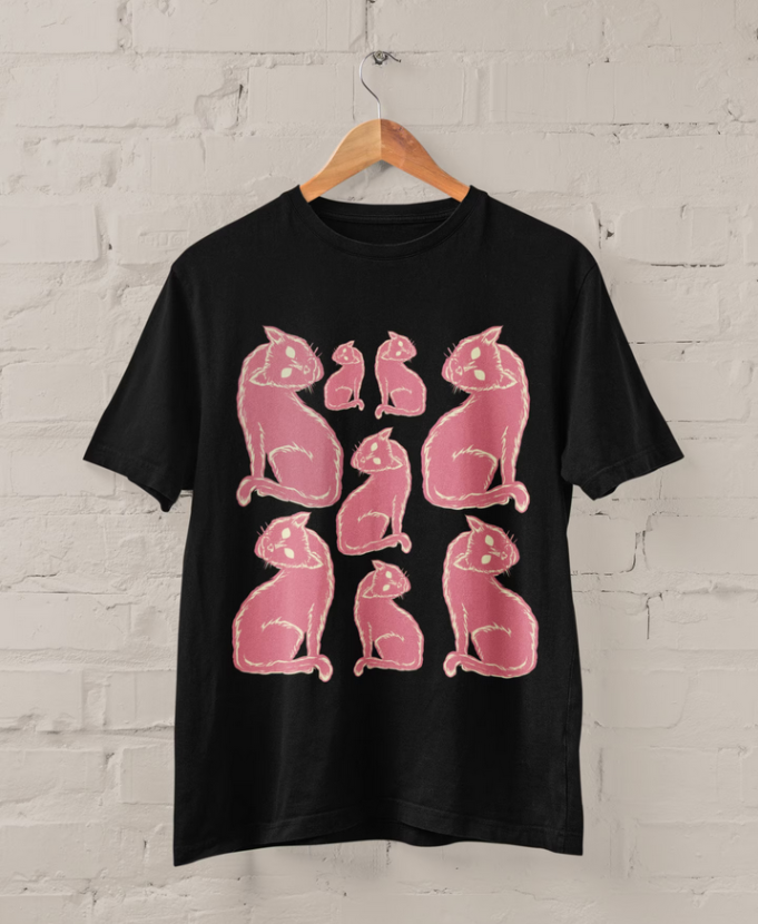 Pink Horror Cats Shirt