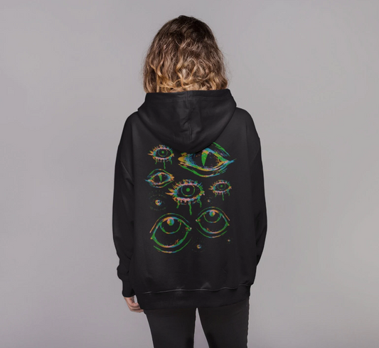 Y2K Glitch Eyes Zip Up Hoodie